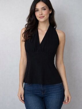 Black Halter V-Neck Camisole Top